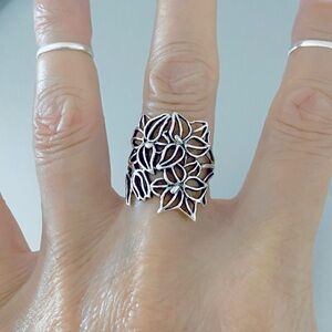 Sterling Silver Statement Lily Flower Ring, Tulip Rings, Floral Jewelry